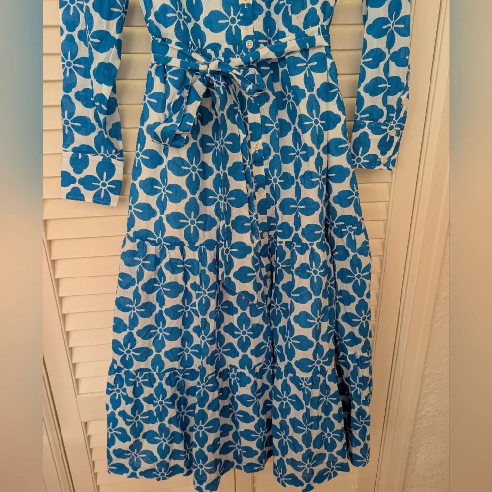 NWT Boden Paisley Tiered Shirt Dress - Indigo Floral Tile Pattern - Picture 6 of 9